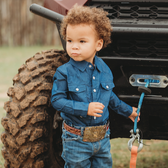 Dark Denim LS Pearl Snap Shirt, 2T-5T (Sold pack of 8)