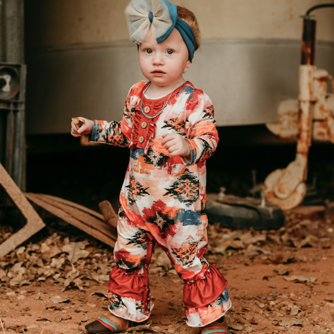 Aztec Long Sleeve Romper, Sizes 0-2T (Sold in pack 8)
