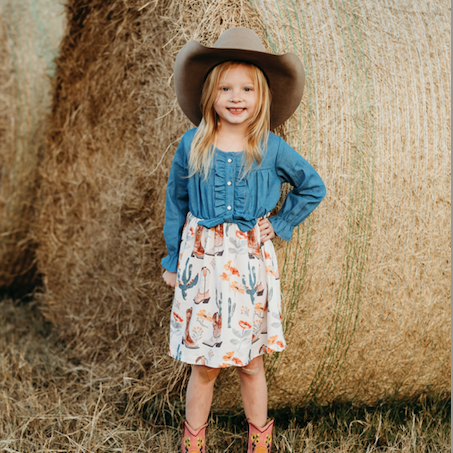Cactus Denim Dress, Sizes 0-5T (Pack of 7)