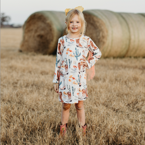 Cactus Fringe Dress, Size 0-5T (Sold pack of 7)