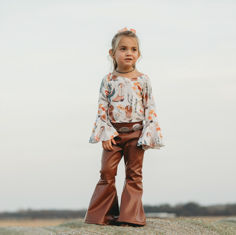 Cactus Bell Sleeve Shirt, Size 6-7 (Sold pack of 4)