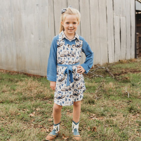 Rancher Cowgirl Long Sleeve Pearl Snap Dress, Size 0-5T (Sold pack of 7)