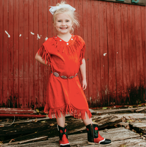 Southwest Red Fringe Dress, Size 6-7T (Sold in pack of 2)