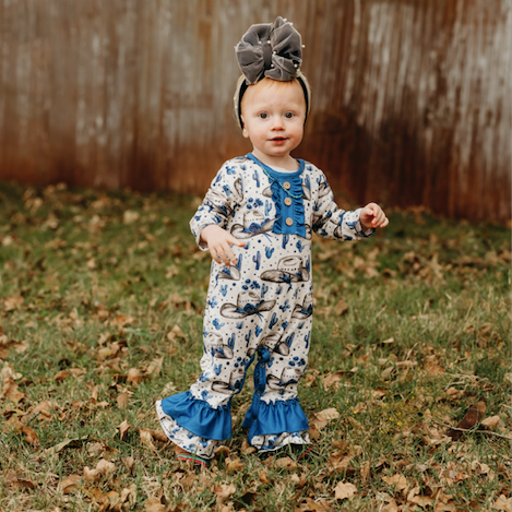 Rancher Cowgirl Long Sleeve Romper, Size 0-2T (Pack of 8)