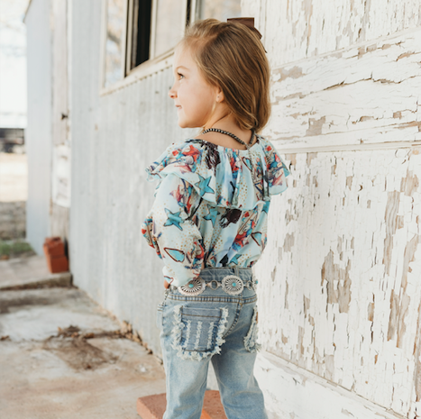 Turquoise Cowgirl Long Sleeve Shirt, Size 6-7T (Pack of 4)