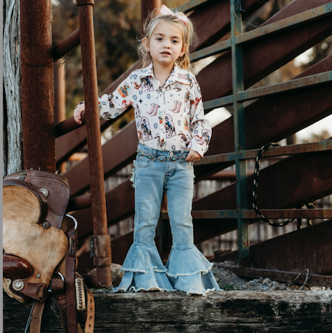 Pink Vintage Cowgirl Pearl Snap Onesie, 0-2T (Sold pack of 8)