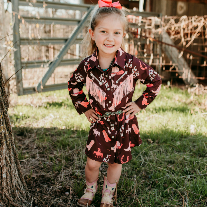Yeehaw Cowgirl Fringe Dress, Size 6-7 (Pack of 2)
