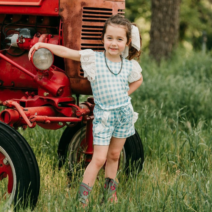 Blue and White Plaid Shirt, 3T-5T (Sold pack of 6)