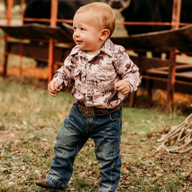 Western Rodeo LS Pearl Snap Onesie, Size 0-18M ( Sold pack of 6)