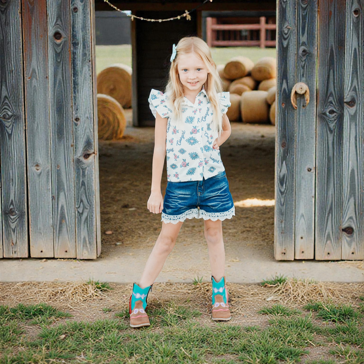 Retro Cowgirl SS Pearl Snap Shirt, Size 3T-5T (Sold pack of 6)