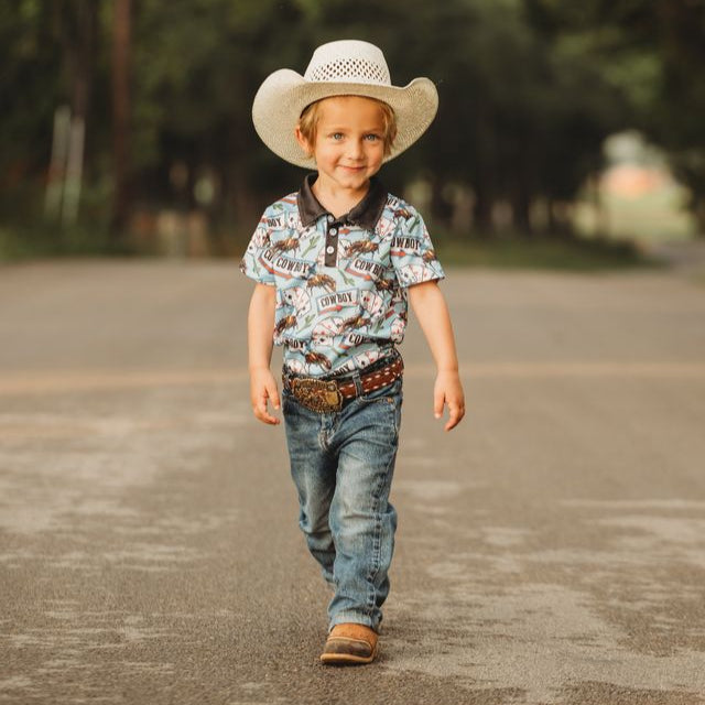 Vegas Cowboy SS Polo Shirt, Size 6-7T (Sold pack of 4)