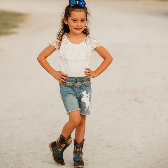 Raring Horse Denim Shorts Kids, Size 6-7T ( Sold pack of 2)