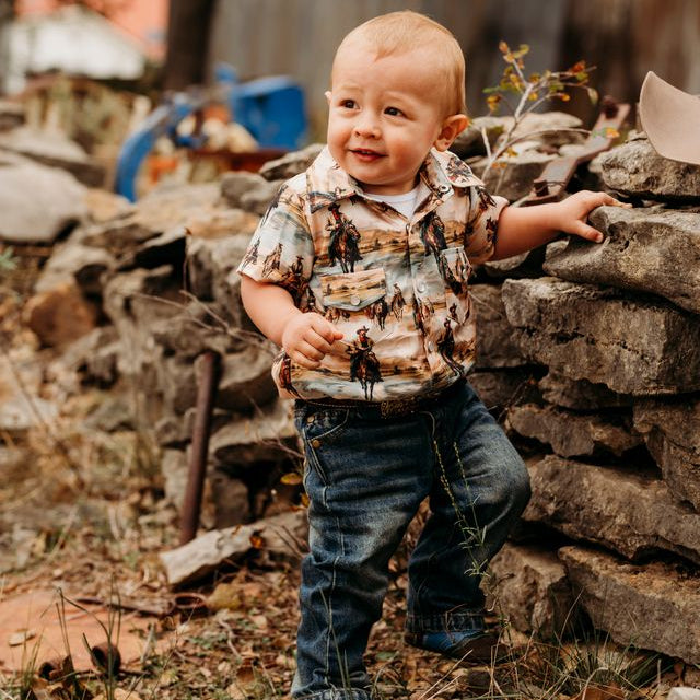 Sunrise Cowboy SS Pearl Snap Onesie, Size 0-18M ( Sold pack of 6)