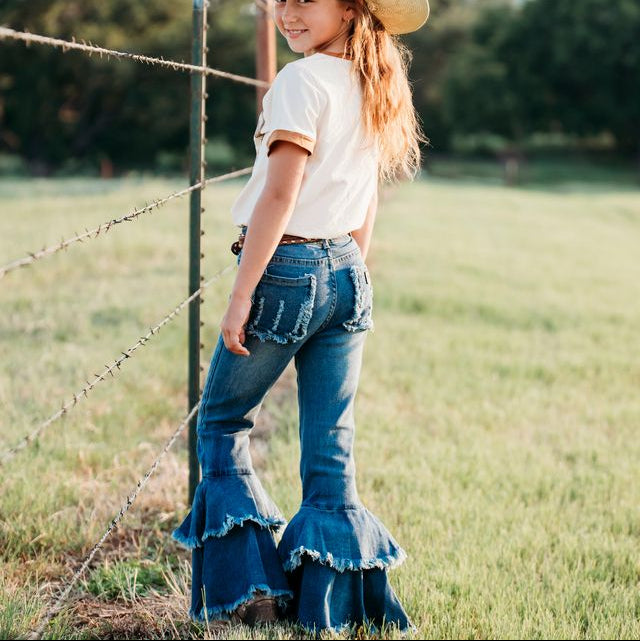 YOUTH Ruffle Denim Bells 8-12 ( Sold pack of 6)