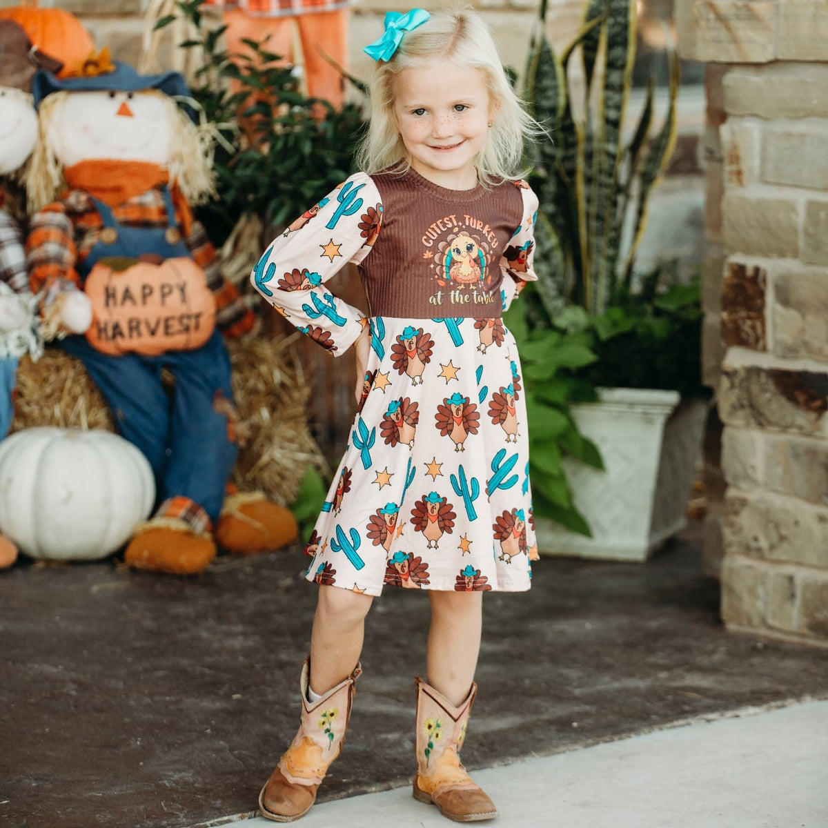Cutest Turkey Thanksgiving LS Dress, Sizes 0-5T (Pack of 7)