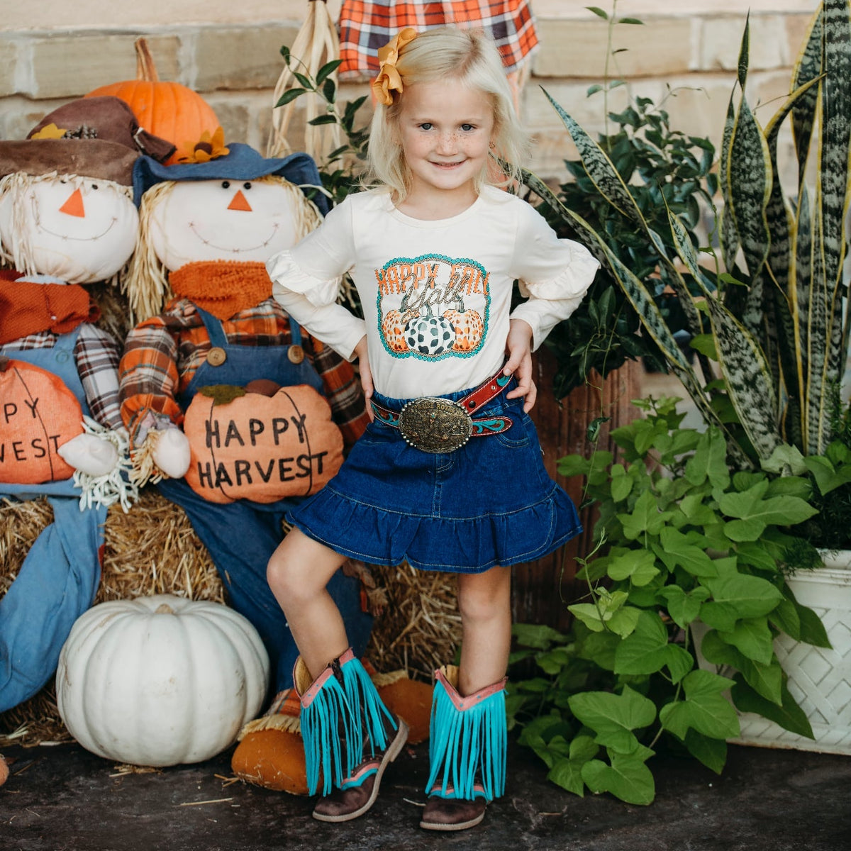 Happy Fall Ya'll Thanksgiving LS Shirt, Size 0-2T  (Pack of 8)