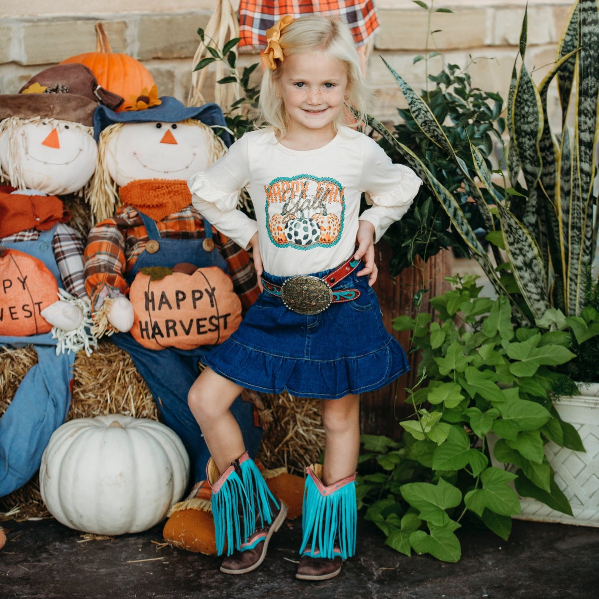 Happy Fall Ya'll Thanksgiving LS Shirt, Size 3T-5T (Pack of 6)