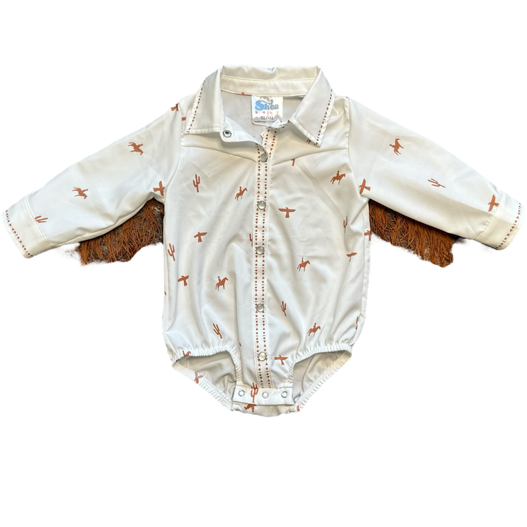 Desert Horizon Fringe Pearl Snap Long Sleeve Onesie, Size 0-2T (Pack of 8)