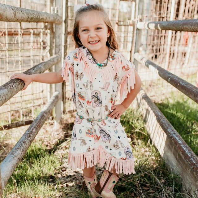 Pink Vintage Cowgirl SS Dress, Size 6T-7T (Sold in pack of 2)