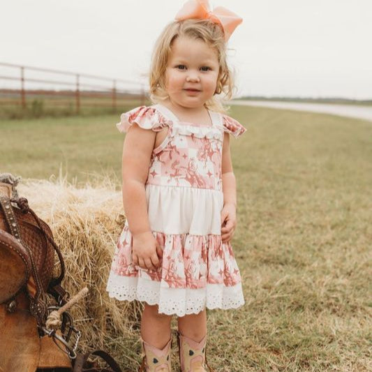 Plaid Bucking Horse Ruffle Dress, Size 0-5T (Sold pack of 7)
