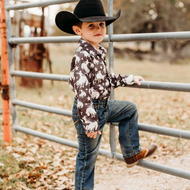 Star Bronc LS Pearl Snap Shirt, Size 2T-5T (Sold pack of 8)