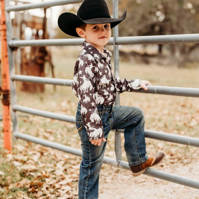 Star Bronc LS Pearl Snap Shirt, Size 6-7 (Sold pack of 4)
