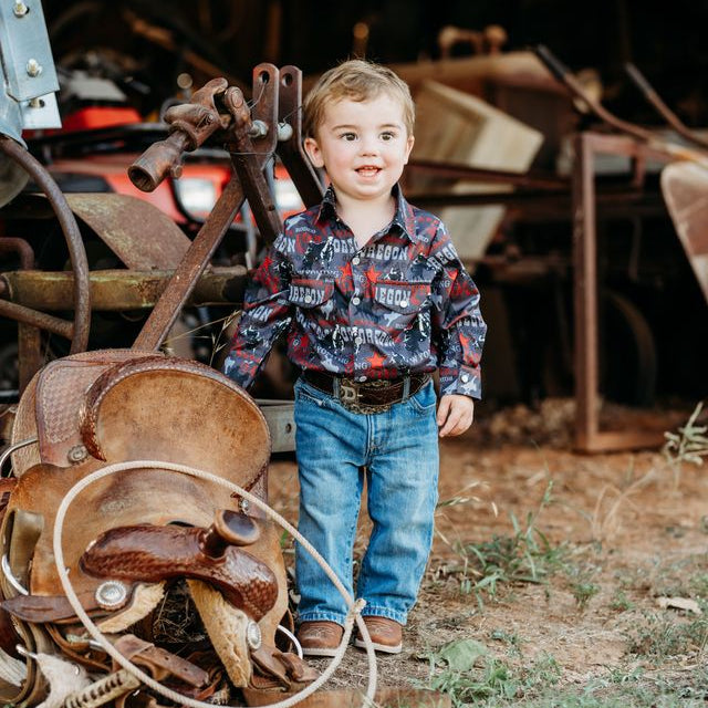 Rodeo Road Black LS Pearl Snap Onesie, Size 0-18M ( Sold pack of 6)