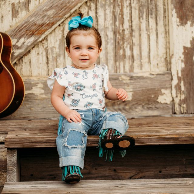 Retro Cowgirl Vintage Onesie w/t Fringe, Size 0-2T (Pack of 8)