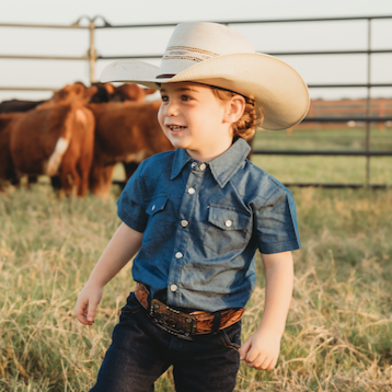 Dark Denim SS Pearl Snap Shirt,  2T-5T (Sold pack of 8)