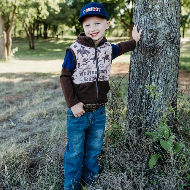 Western Rodeo Fleece Vest, 0M-5T (Sold pack of 6)
