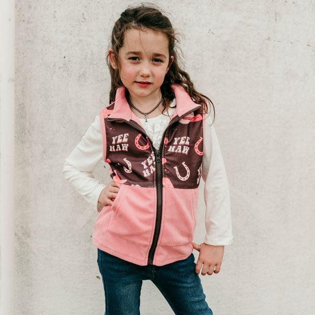 Yeehaw Cowgirl Fleece Vest, Size 6-7 (Sold in pack of 2)