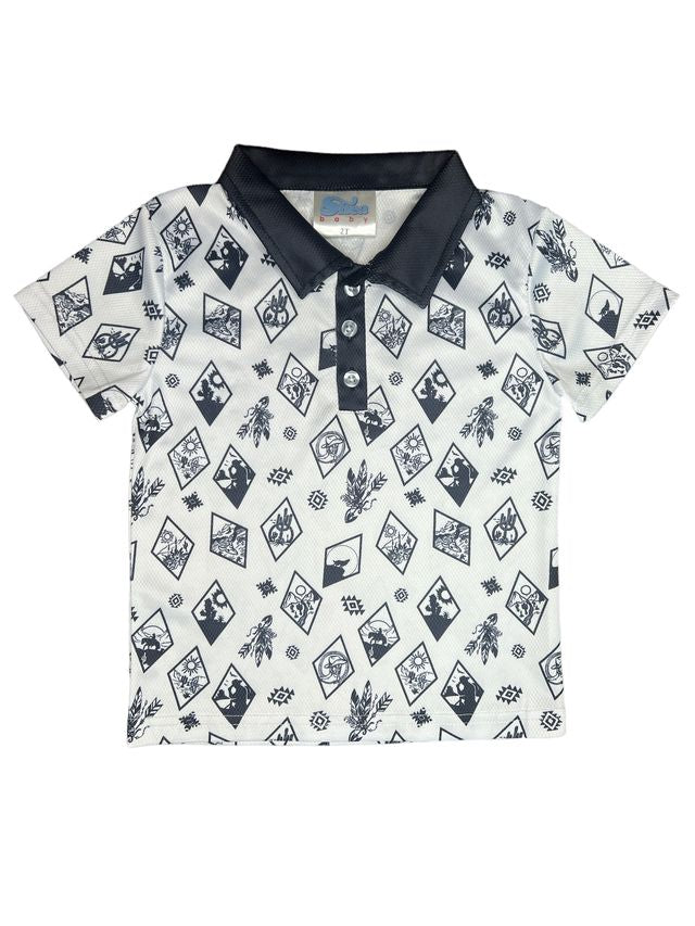 YOUTH Western Diamond Polo, Size 8-12 ( Sold pack of 6)