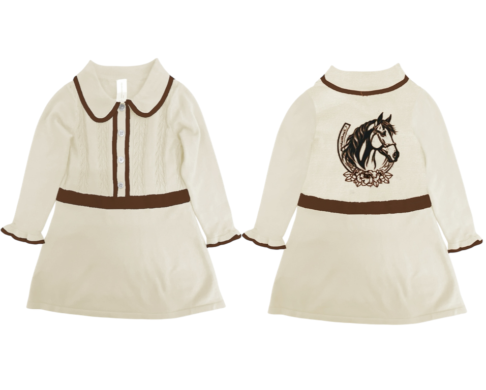 Horseshoe Sweater Dress, Size 6-7T (Sold pack of 2)