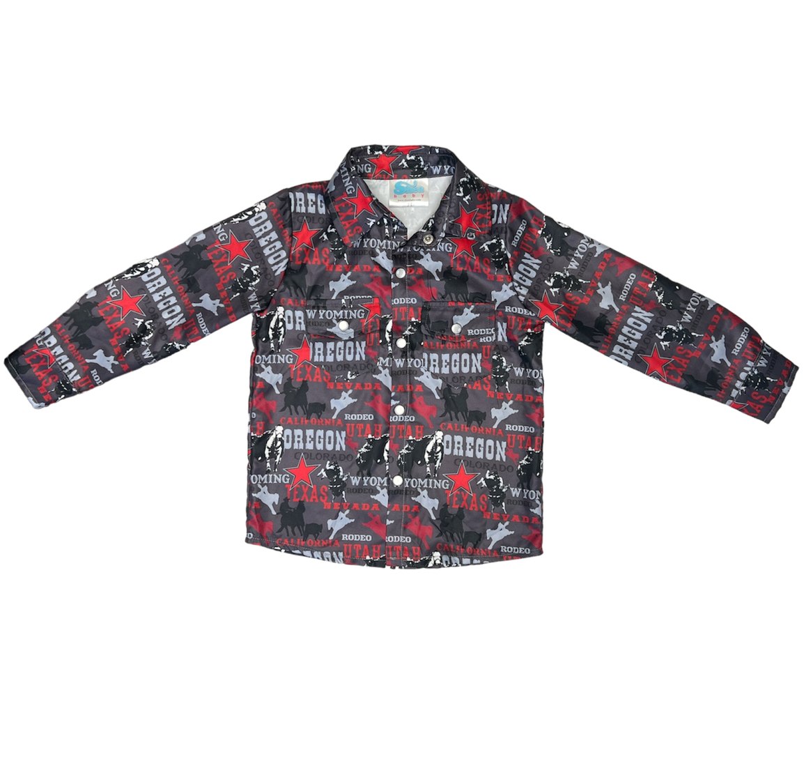 YOUTH Rodeo Road Black LS Pearl Snap Shirt, Size 8-12 ( Sold pack of 6)