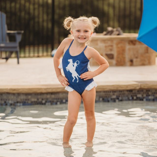 Raring Horse Girls Swimsuit, Size 6-12-5T (Sold pack of 6)