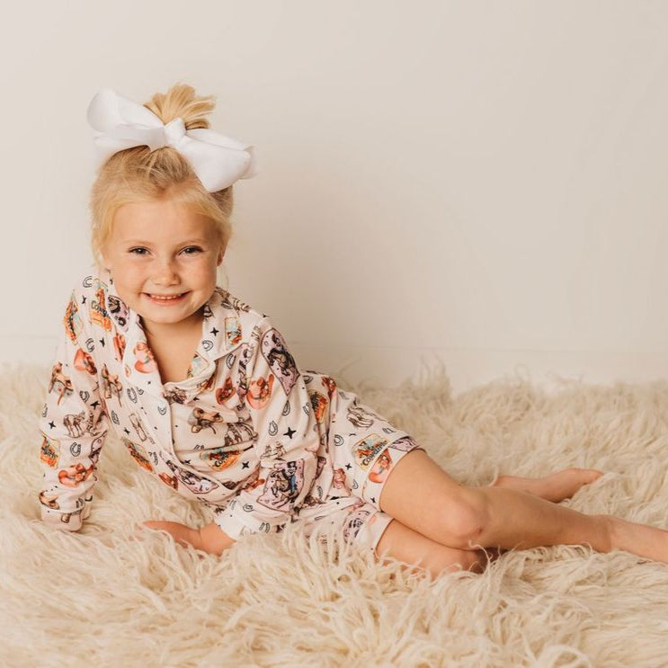 Pink Vintage Cowgirl Girls PJ's, 6-7 (Sold pack of 2)