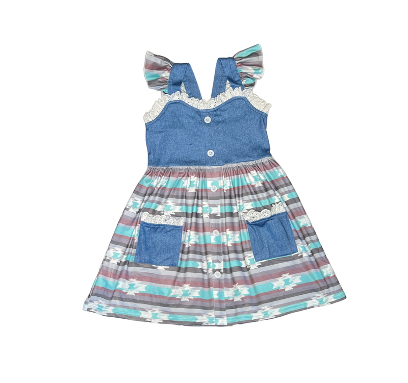 aztec denim dress Aztec Embroidered Denim Dress