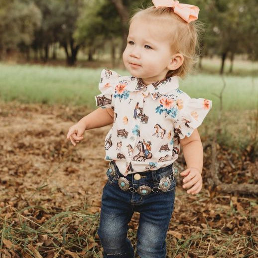 Ranch Hand SS Pearl Snap Onesie, Size 0-2T (Sold pack of 8)