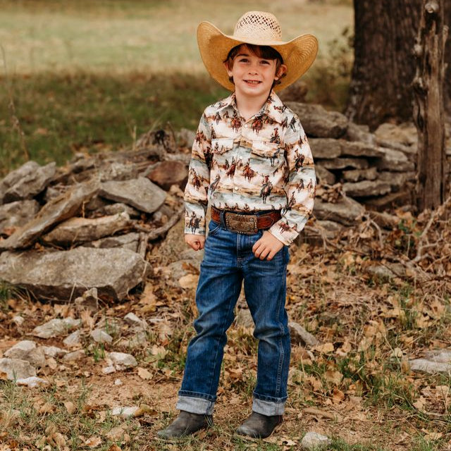 Sunrise Cowboy LS Pearl Snap Shirt, Size 2T-5T (Sold pack of 8)