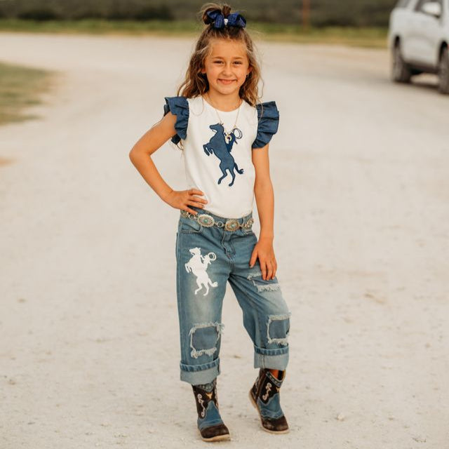 Raring Horse Shirt, Size 6-7 (Sold pack of 4)