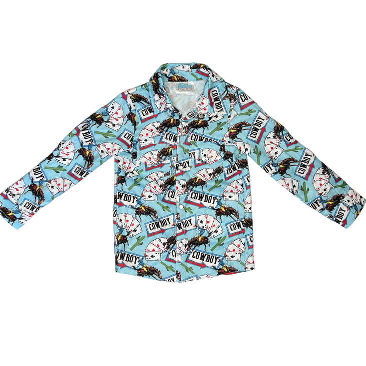 YOUTH Vegas Cowboy LS Pearl Snap Shirt, Size 8-12 ( Sold pack of 6)