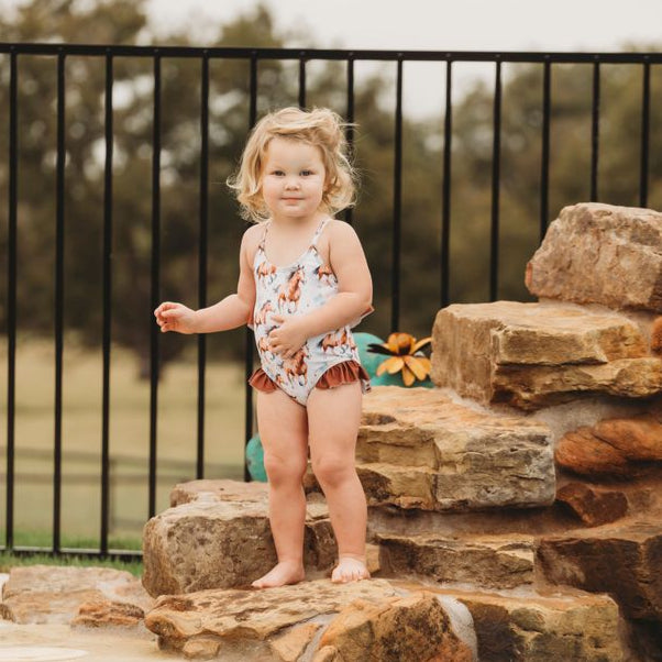 Running Horse Girls Swimsuit, Size 6-12-5T (Sold pack of 6)