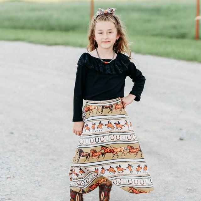 Black Lace LS Shirt, Size 3T-5T (Sold pack of 6)