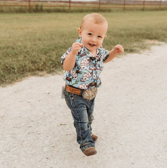 Vegas Cowboy SS Pearl Snap Onesie, Size 0-18M ( Sold pack of 6)