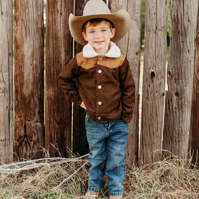 Boys Brown Two Toned Jacket, 6-7 ( Sold pack of 2)