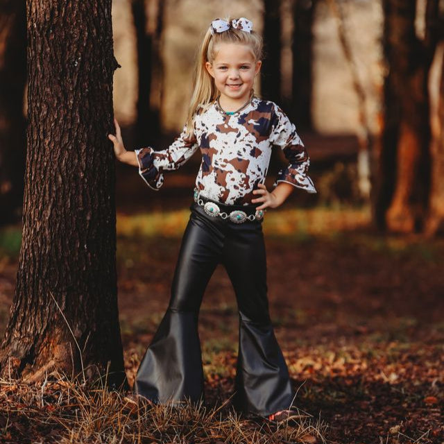 Black Leather Bells, Size 6-7 (Sold pack of 2)