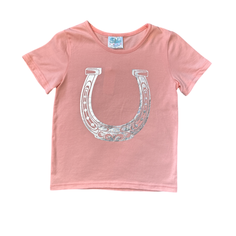 Pink Horseshoe SS Tee, Size 0M-2T (Sold pack of 6)