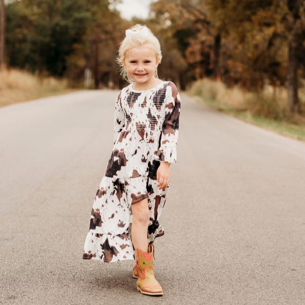 Brown Cowprint High Low Dress, Size 6M-5T (Pack of 6)