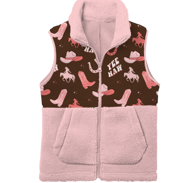 Yeehaw Cowgirl Fleece Vest, Size 0M-5T (Pack of 6)