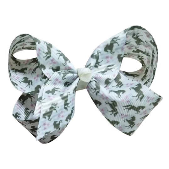 Green & Pink Horse Bow (Sold pack of 6)